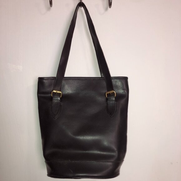 Vintage Guess Black Bucket Tote Shoulder Bag Purse - Picture 1 of 11